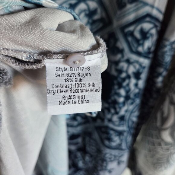 Johnny Was Biya Ubre Velvet Silk Tunic Top Blue Multicolor Sz Womens Small Boho - Picture 11 of 12